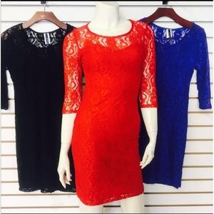 floral Lace dress with 3/4 sleeve